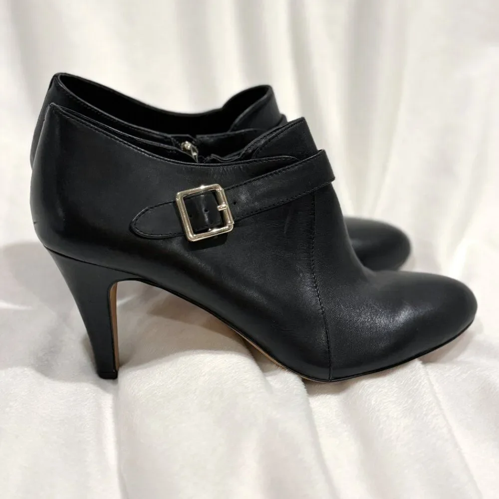 NWOT Vince Camuto Vonilesa Leather Buckle‎ Zip High Heel Bootie City Black 9.5